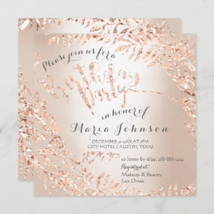 Invitation Feuilles de fête d'anniversaire Wreath ivoire rose