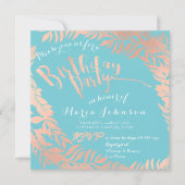 Invitation Feuilles de fête d'anniversaire Wreath Ocean Rose (Devant)