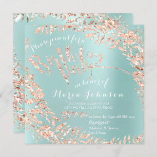 Invitation Feuilles de fête d'anniversaire Wreath Tiffany Aqu