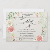 Invitation Feuilles de feuillage de sertissage de Rose à l'él (Devant)