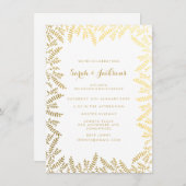 Invitation Feuilles de feuilles d'or en feuille d'or blanc po (Devant / Derrière)