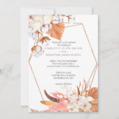 Invitation Feuilles de fleurs Boho hiver Mariage de plume (Devant)
