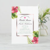 Invitation Feuilles de fleurs d'hibiscus tropical blanc Invit (Debout devant)