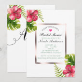Invitation Feuilles de fleurs d'hibiscus tropical blanc Invit (Devant / Derrière)
