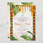 Invitation Feuilles de fleurs Marigold Lord Ganesh Mariage in (Devant / Derrière)