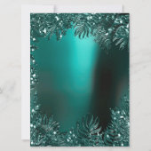 Invitation Feuilles de fougère cristaux encadrés sarcelle ble (Dos)