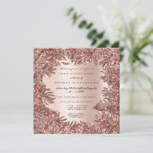 Invitation Feuilles de fougère tropicales Cadre Rose Or Métal (Debout devant)