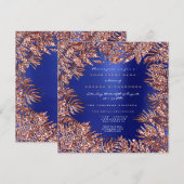 Invitation Feuilles de fougère tropicales encadrées or rose c (Devant / Derrière)