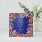 Invitation Feuilles de fougère tropicales encadrées or rose c (Debout devant)