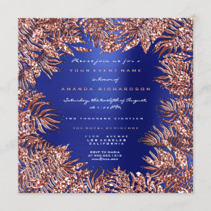 Invitation Feuilles de fougère tropicales Rose Gold Copper Bl