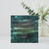 Invitation Feuilles de fougères tropicales encadrées Turquois (Debout devant)