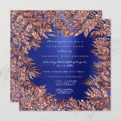 Invitation Feuilles de fougue tropicales cadre or rose cuivre (Devant / Derrière)