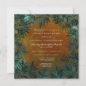 Invitation Feuilles de fougue tropicales encadrées sarcelle a (Devant)