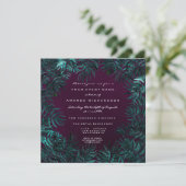 Invitation Feuilles de foune tropicale encadrées Turquoise Ca (Debout devant)