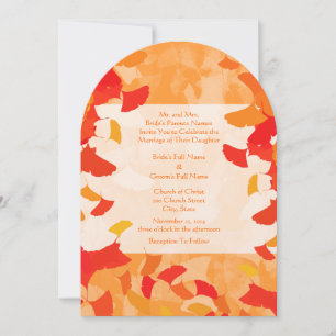 Invitation Feuilles de Ginkgo Orange Rouge Automne Mariage