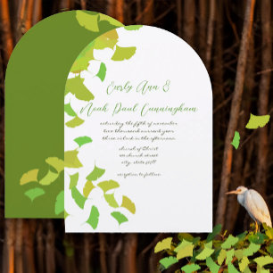 Invitation Feuilles de Ginkgo sur Lime Mariage Petit 4 x 5