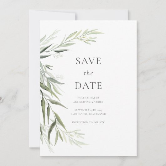 Invitation Feuilles de gomme d'eucalyptus Save the Date (Devant)