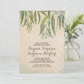 Invitation Feuilles de gomme élégant vintage fiançailles (Debout devant)