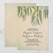 Invitation Feuilles de gomme élégant vintage fiançailles (Devant / Derrière)