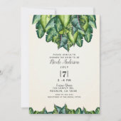 Invitation Feuilles de Jungle Tropicale Réception de Mariage (Devant)