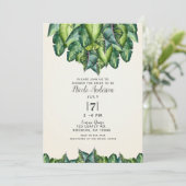 Invitation Feuilles de Jungle Tropicale Réception de Mariage (Debout devant)