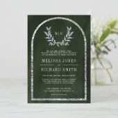 Invitation Feuilles de la couronne d'argent Laurel Mariage ve (Debout devant)