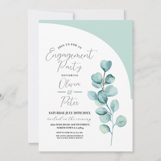 Invitation Feuilles de la partie d'engagement Couples douche (Devant)