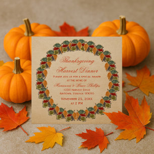 Invitation Feuilles de la récolte d'automne Thanksgiving Invi