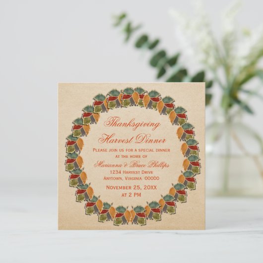 Invitation Feuilles de la récolte d'automne Thanksgiving Invi (Debout devant)