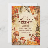 Invitation Feuilles de la récolte de bois Dîner d'action de g (Devant)