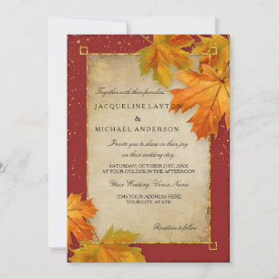 Invitation Feuilles de l'automne en chute libre Mariage éléga