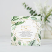 Invitation Feuilles de l'été Blush et Mariage géométrique de (Debout devant)