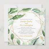 Invitation Feuilles de l'été Blush et Mariage géométrique de (Devant)
