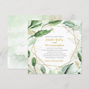 Invitation Feuilles de l'été Blush et Mariage géométrique de