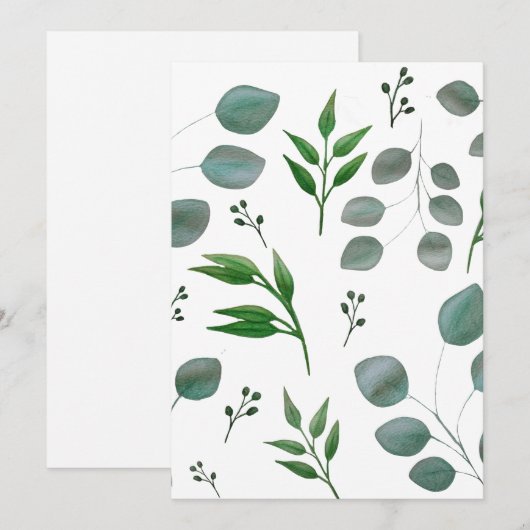 Invitation Feuilles de l'eucalyptus (Devant / Derrière)