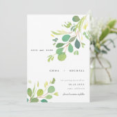 Invitation Feuilles de l'Eucalyptus Aquarelle Enregistrer la  (Debout devant)