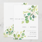Invitation Feuilles de l'Eucalyptus Aquarelle Enregistrer la  (Devant / Derrière)