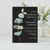 Invitation Feuilles de l'Eucalyptus noir | Ensemble Mariage m (Debout devant)