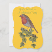 Invitation feuilles de lierre avec robin de noël (Devant)