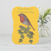 Invitation feuilles de lierre avec robin de noël (Debout devant)