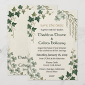 Invitation Feuilles de lierre, trèfles, chatons, bordure de n (Devant / Derrière)