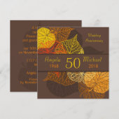 Invitation Feuilles de mariage automnales dorées Anniversaire (Devant / Derrière)
