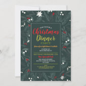Invitation Feuilles de Noël Holly Festive Party (Devant)