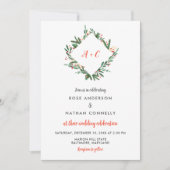 Invitation Feuilles de Noël Holly| Monogramme de mariage d'hi (Devant)