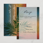 Invitation Feuilles de palmier au coucher du soleil tropical (Devant / Derrière)