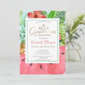 Invitation Feuilles de palmier, Pâque, Ananas Quinceañera (Debout devant)