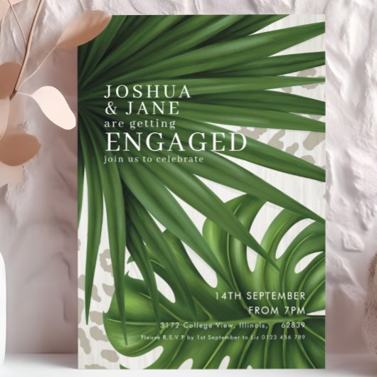 Invitation Feuilles de palmier Safari Impression léopard Enga