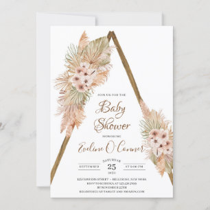 Invitation Feuilles de palmier séché Dusty Baby shower d'orch