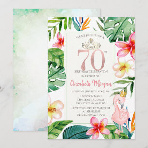 Invitation Feuilles de palmier tropical Fleurs Flamant rose 7