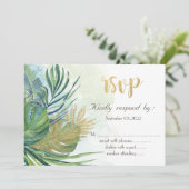 Invitation Feuilles de palmier Tropical Gold Été RSVP (Debout devant)